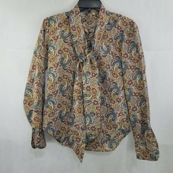 Unbranded Tops - Vintage Tie Neck Blouse LS Paisley Top Size 11/12